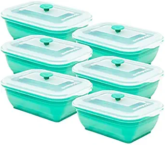 Collapse-it Silicone Food Storage Containers - BPA Free Airtight Silicone Lids, 6 Piece Set of 3-Cup Collapsible Lunch Box Containers - Oven, Microwave, Freezer Safe with Bonus eBook