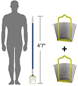 Small Pool Skimmer Deep Net and Hook for Cleaning The Skimmers / 2 Universal Skimmer Basket Handle Accessories/Skim Around The Pool and Hot Tub SPA with The Lightweight Pole