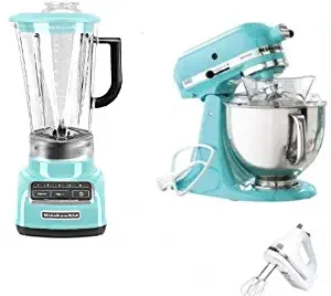 KitchenAid Artisan Tilt Stand Mixer, Blender and hand mixer Blue Collection 5 Qt. KSM150PSAQ Aqua Sky