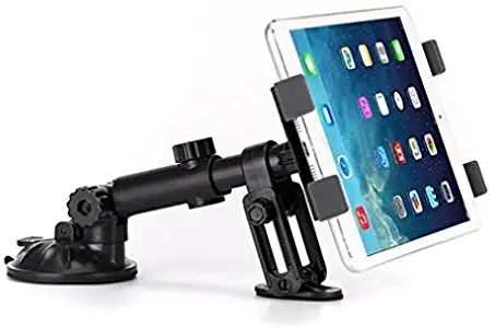 Premium Car Mount Dash Holder Swivel Cradle Stand Dashboard Dock Strong Suction for iPad 4, Air, 2, Mini, 2, 3, 4, Pro 10.5, 12.9, 9.7 - Lenovo Moto Tab (10.1) - Verizon Ellipsis 7, 8 - ZTE ZPad 8