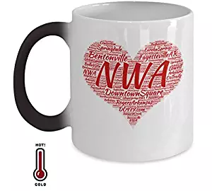 Adorable Arkansas Coffee Mug - Northwest Arkansas Cup Includes Bentonville Fayetteville Eureka Springs Bella Vista Rogers Springdale Siloam Springs Heat Changing Color Mug Great Gift For AR Lovers