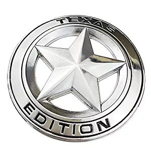 Silver Color Texas Edition Shield Emblems Badge Zinc Alloy Decal Sticker Made for Chevrolet Chevy Silverado Sierra