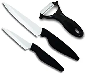 Shenzhen Knives. Ceramic Knife Set - 2-Piece (5” Slicing and 4” Paring) with Ceramic Peeler