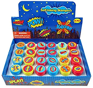 TINYMILLS 24 Pcs Superhero Stampers for Kids