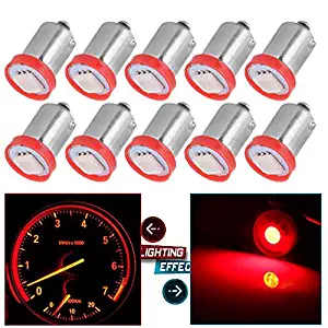 cciyu BA9S 1815 1816 182 1889 LED Light Bulbs Insrument Cluster Gauges Dashboard Light Ash Tray Glove Box Light,10 Pack Red