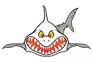 Trident Wide Mouth Sharky Sticker for Your Car, Boat, or Home Scuba Dive Diving Diver Snorkel Snorkeling Shark Great White Fish Sticker Stickers Shark Teeth