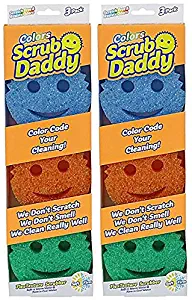 Scrub Daddy® Colors Sponge Set - FlexTexture Sponge, Soft in Warm Water, Firm in Cold, Deep Cleaning, Dishwasher Safe, Multi-use, Scratch Free, Odor Resistant, Functional, Ergonomic, 2 pk, 6 pc