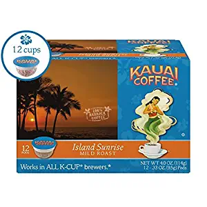 Kauai Coffee Single-serve Pods, Island Sunrise Mild Roast – 100% Premium Arabica Coffee from Hawaii’s Largest Coffee Grower, Keurig-Compatible Cups - 12 Count