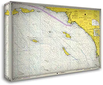 NOAA Historical Map and Chart Collection 24x18 Gallery Wrapped Stretched Canvas Art Titled: Nautical Chart - San Diego to Santa Rosa Island ca. 1975