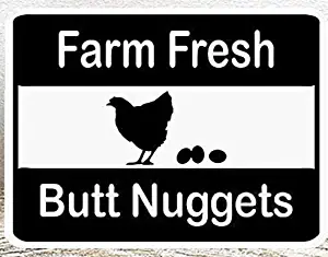 8''x12''Farm Fresh Butt Nuggets Chicken Egg Sale Tin Sign Vintage Funny Creature Iron Painting Metal Plate Personality Novelty