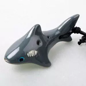 Shark 4 Holes Novelty Pendant Ceramic Ocarina. Great Gift, Dexterous, Easy to Carry and Learn. Linn's Arts!