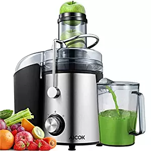 Aicok Juicer 1000W Powerful Juicer Machine Real 3&rsquo;&rsquo; Whole Fruit and Vegetable Feeder Chute Juice Extractor, Dual Speeds Centrifugal Juicer, Anti-drip, Stainless Steel and BPA-Free
