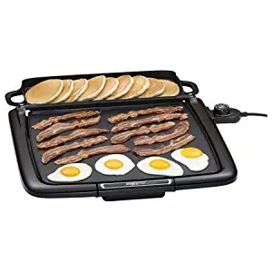 Black Griddle with Multi-Function Warming Tray, Cool-Touch Base, Premium Non-stick