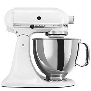 KitchenAid KSM150PSWH Artisan Series 5-Qt. Stand Mixer with Pouring Shield - White