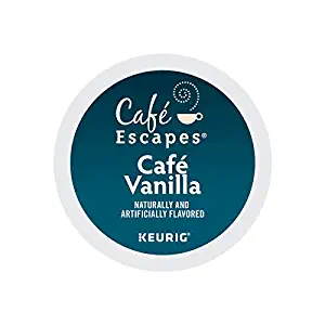 Cafe Escapes, Cafe Vanilla Coffee Beverage, Single-Serve Keurig K-Cup Pods, 72 Count (3 Boxes of 24 Pods)