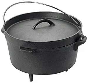 Cuisiland Seasoned 12 Quart DIA 14IN Cast Iron Dutch Oven lip lid 3 legs