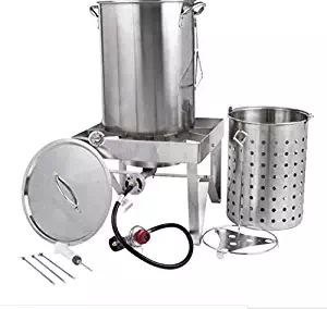 Backyard Pro 30 Qt. STAINLESS STEEL Turkey Deep Fryer Kit Steamer Pot Propane LP