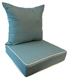 Suntastic Indoor/Outdoor Aqua Textured Deep Seating Lounge Chair and Back Cushion Set for Patio Furniture