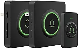 Wireless Doorbell, AVANTEK DB-12 Waterproof Door Chime Kit Operating at Over 1300 Feet with 2 Plug-In Receivers, 52 Melodies, 5 Volume Levels, CD Quality Sound and LED Flash