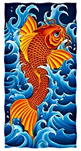 Dawhud Direct KOI Fish Design Super Soft Plush Cotton Beach Bath Pool Towel