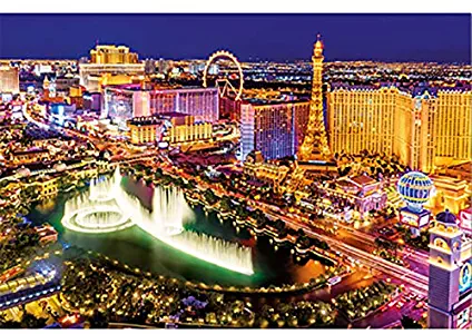 Adult Wooden Puzzle, Las Vegas Night Scenery, Famous City Scenery Diy500,1000,1500,2000,3000,4000,5000,6000 Pieces, Children's Educational Toys