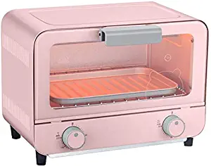LBSX 9L Mini Oven Adjustable Temperature 60-230 ℃ and 30 Minutes Timer Multifunctional Home Baking Oven Baking Cake Bread Biscuit Machine Tempered Glass 800W,Colour:Blue (Color : Pink)