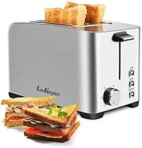 2 Slice Toaster,LauKingdom Stainless Steel Bread Toasters Best Extra Wide Slots Toaster 6 Bread Shade Settings 3 Functions