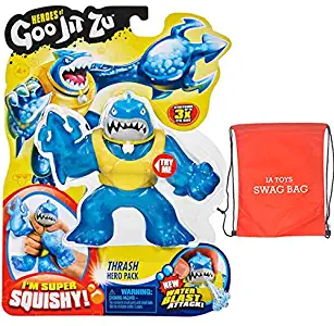 IP Heroes of Goo JIT Zu - Thrash The Squishy Shark - Series 2 Action Figure (Bonus: Swag Bag with Extra Toys) for Boys Girls Playtime and Family Fun