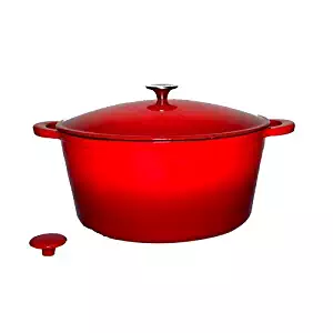 Le Chef Enamel Cast Iron Cherry Round Dutch Oven 10-qt.